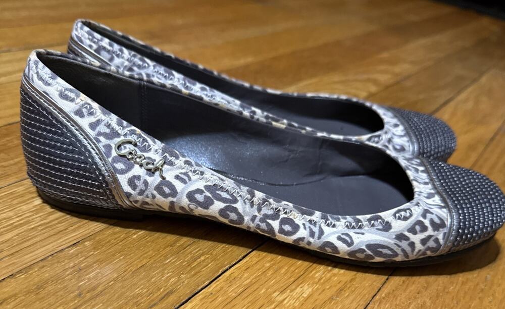Coach Shine Sequence Ballet Cheetah Print Round-Toe Flats Women's 7